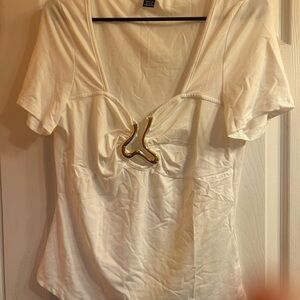 SHEIN White Blouse with Gold Detail